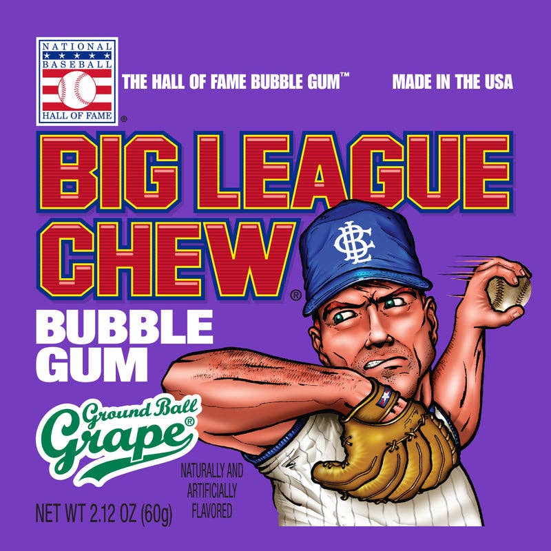 Big League Chew Grape Bubble Gum 2.12 oz - 12 Pack